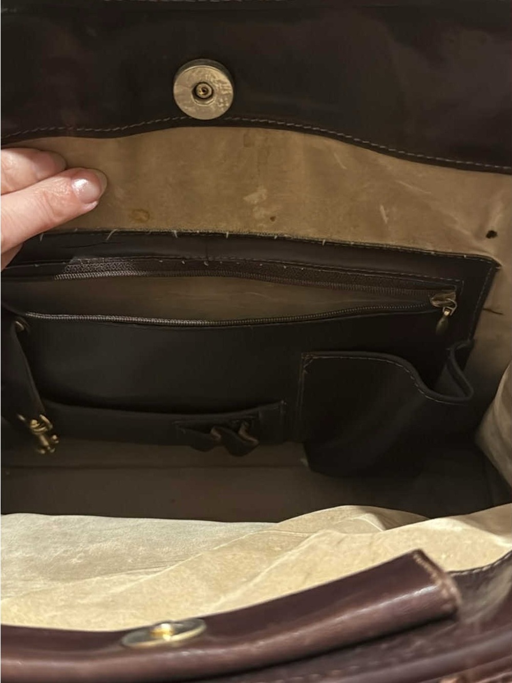 Brahmin Brown Leather Shoulder Bag with Brass Hardware